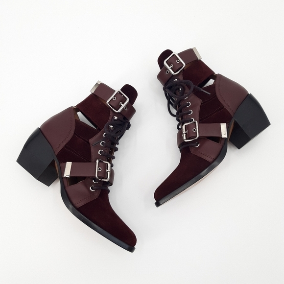 Chloe | Rylee Suede Ankle Boots in Deep Purple - Picture 1 of 11